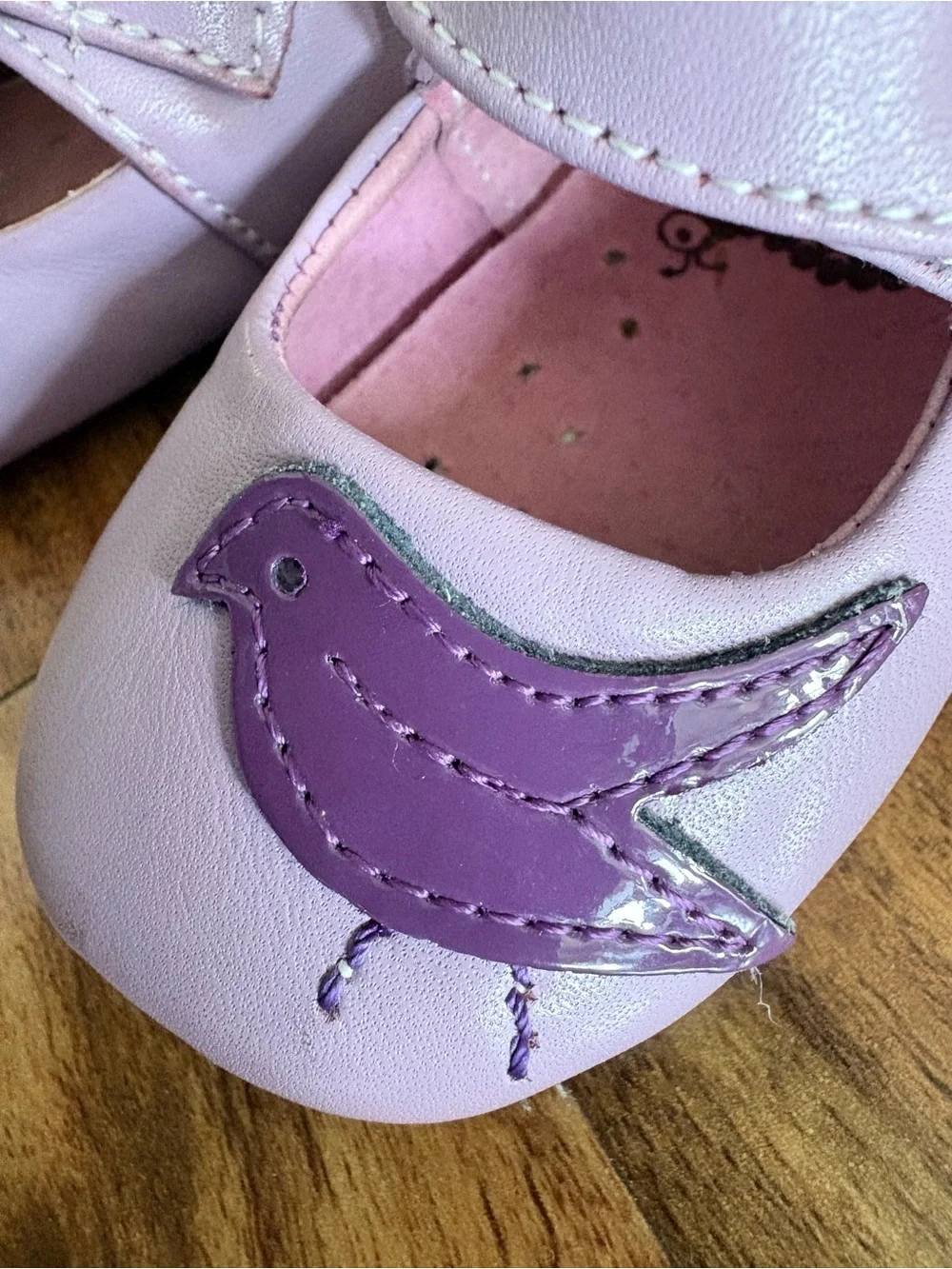 Live & Luca Baby Girl Lilac Leather Pio Bird Peacock Crib Shoes 0 6 12 Months